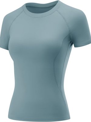Womens Workout Tops Short Sleeve Raglan Athletic Shirts Yoga Gym Crewneck Quick Dry Tshirts