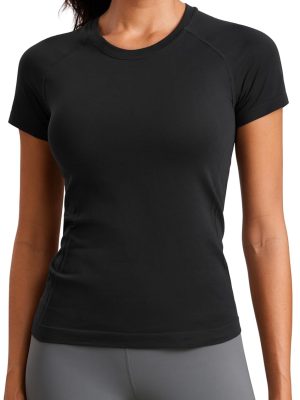 Seamless Workout Tops for Women Short Sleeve Athletic Tees Breathable Gym Running Yoga Tshirts Shirts